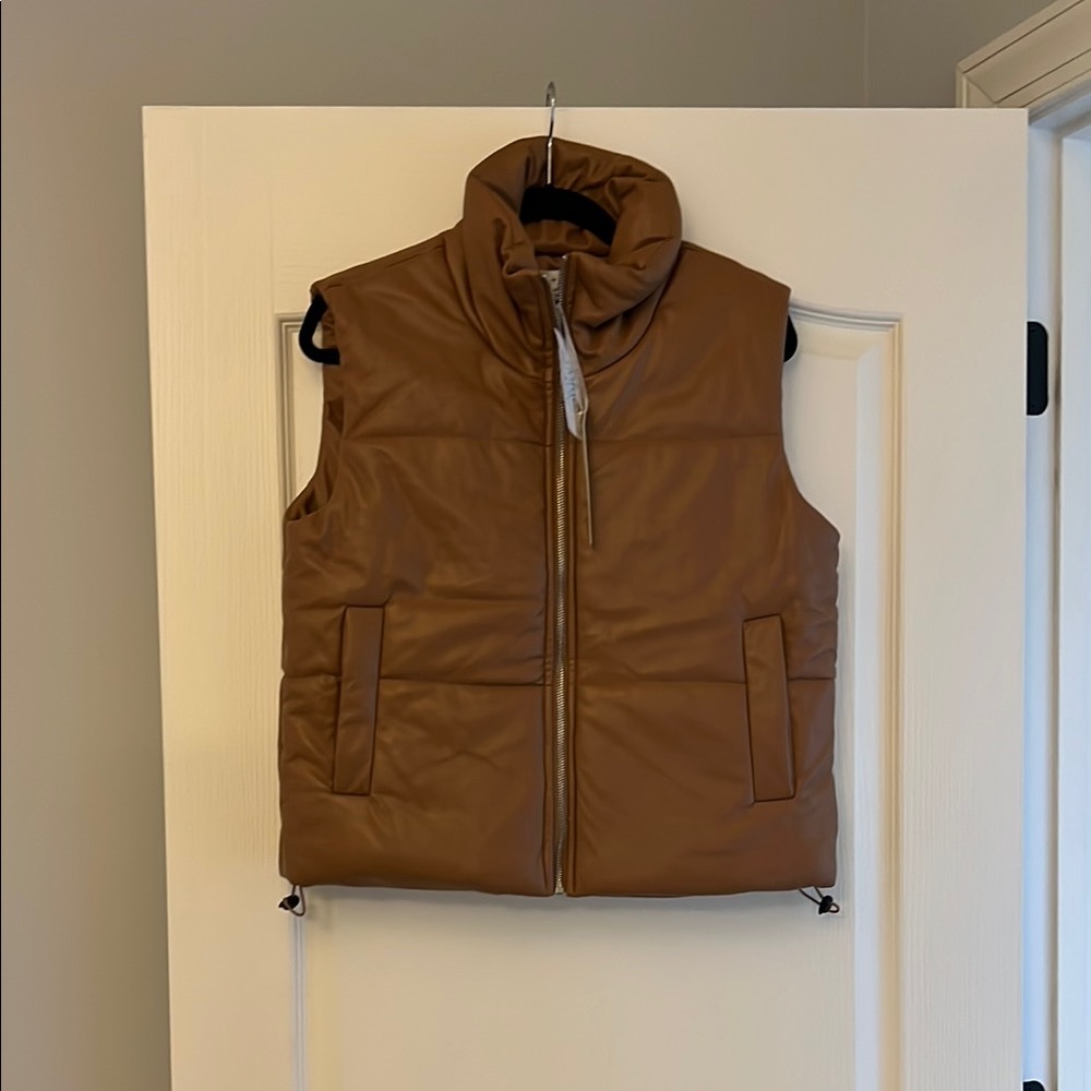 She + Sky Faux Leather Puffer Vest NWT